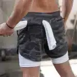 Mens Gym Sports Shorts Jogging Running Breathable Fitness Exercise Double Layer Shirt Hidden-Pocket Casual Camouflage Shorts 5