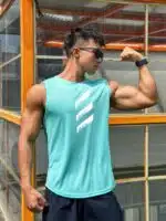 Summer New Trend Men's Pullover Round Neck Mesh Leggings Sports Fitness Top Sleeveless Vest Speed Dry - Image 5