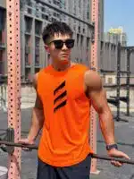Summer New Trend Men's Pullover Round Neck Mesh Leggings Sports Fitness Top Sleeveless Vest Speed Dry - Image 6