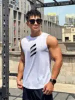 Summer New Trend Men's Pullover Round Neck Mesh Leggings Sports Fitness Top Sleeveless Vest Speed Dry - Image 7