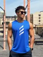 Summer New Trend Men's Pullover Round Neck Mesh Leggings Sports Fitness Top Sleeveless Vest Speed Dry - Image 4