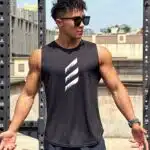 Summer New Trend Men's Pullover Round Neck Mesh Leggings Sports Fitness Top Sleeveless Vest Speed Dry - Image 3