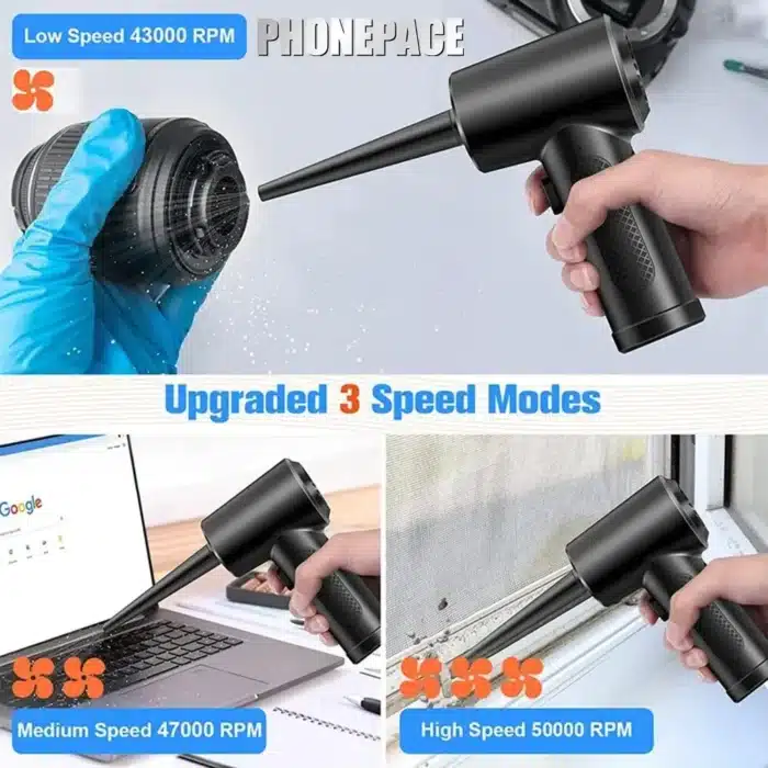 50000 RPM Compressed Air Duster Cordless Portable Rechargeable Wireless Electric Air Keyboard Electronics Cleaner Dust Blower - Image 5