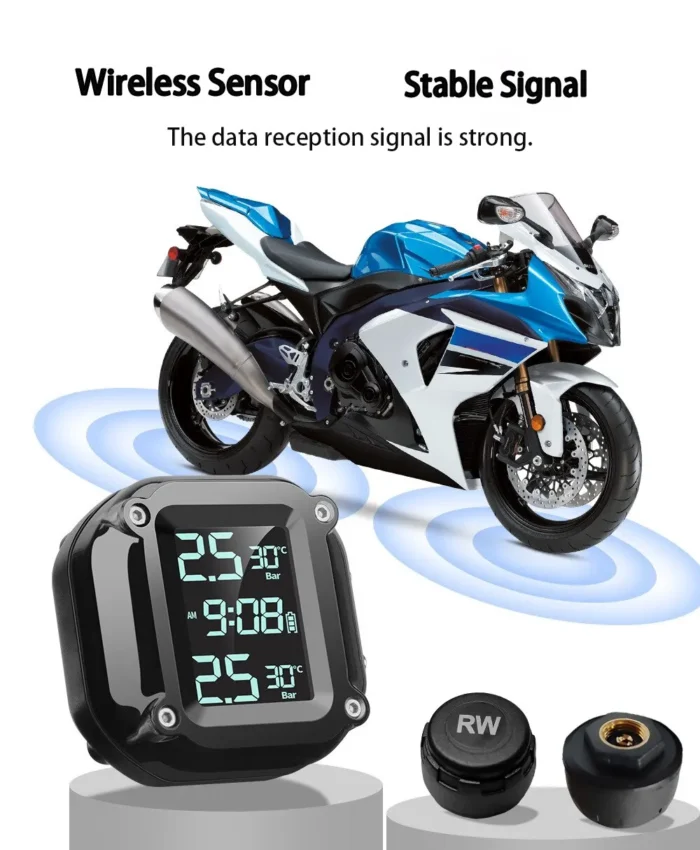M5 Combination Motorcycle Tire Pressure Monitor Digital Display External Motorcycle Wireless Tire Pressure Detector - Image 4