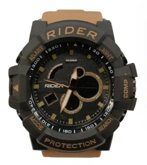 Rider Mens Dual Time Digital Black Dial Brown Rubber Strap Watch Models May Vary - CLEARANCE NEEDS RE-BATTERY - Image 1