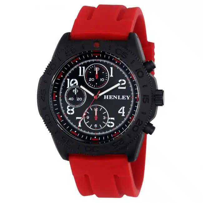 Henley Mens Multi Eye Black Dial With Red Sports Large Silicone Strap Watch H02218.10 - Image 1