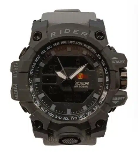 Rider Mens Dual Time Digital Black Dial Grey Rubber Strap Watch Models May Vary - CLEARANCE NEEDS RE-BATTERY - Image 1